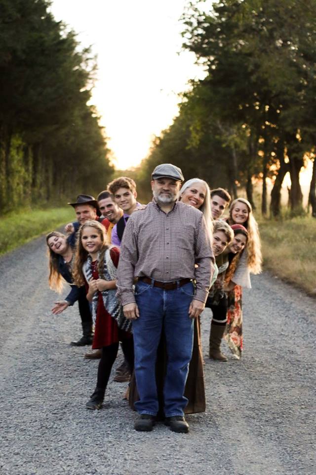 family photo on road