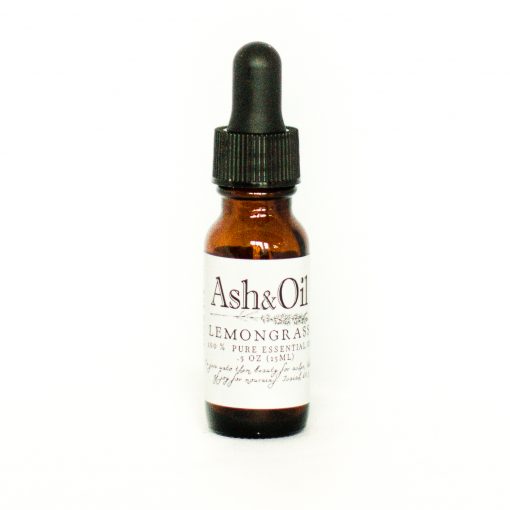 Ash&oil lemongrass essential oil in 15 ml amber dropper bottle
