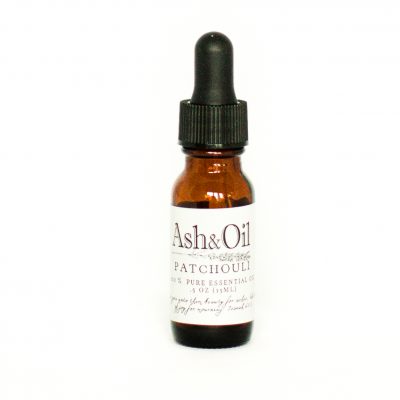 Ash&oil Patchouli essential oil in 15 ml amber dropper bottle